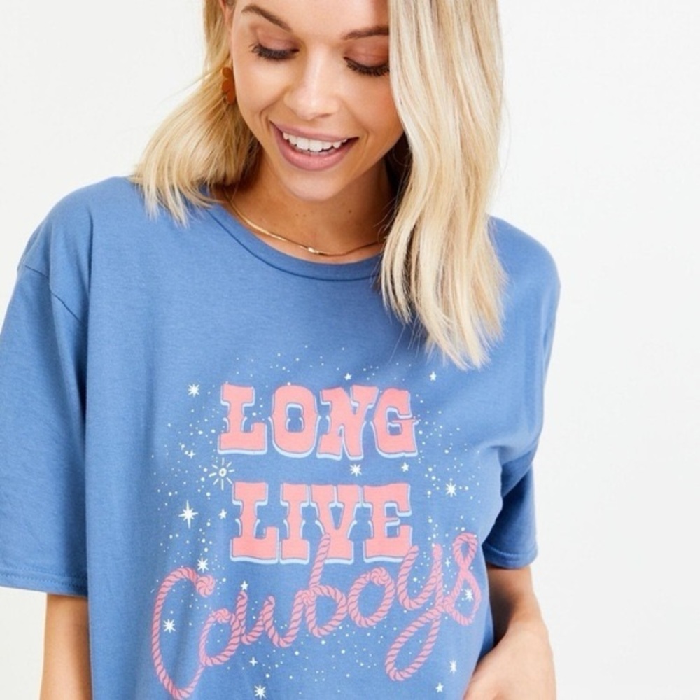 Blue 'Long Live Cowboys' Graphic Tee